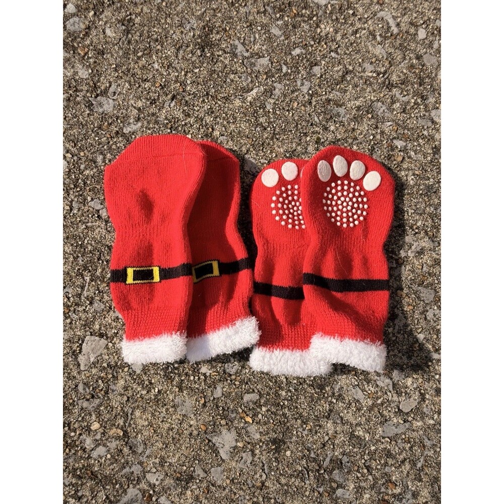 Pup Crew Santa Paws Holiday Dog Socks - Non-Skid - Size Small